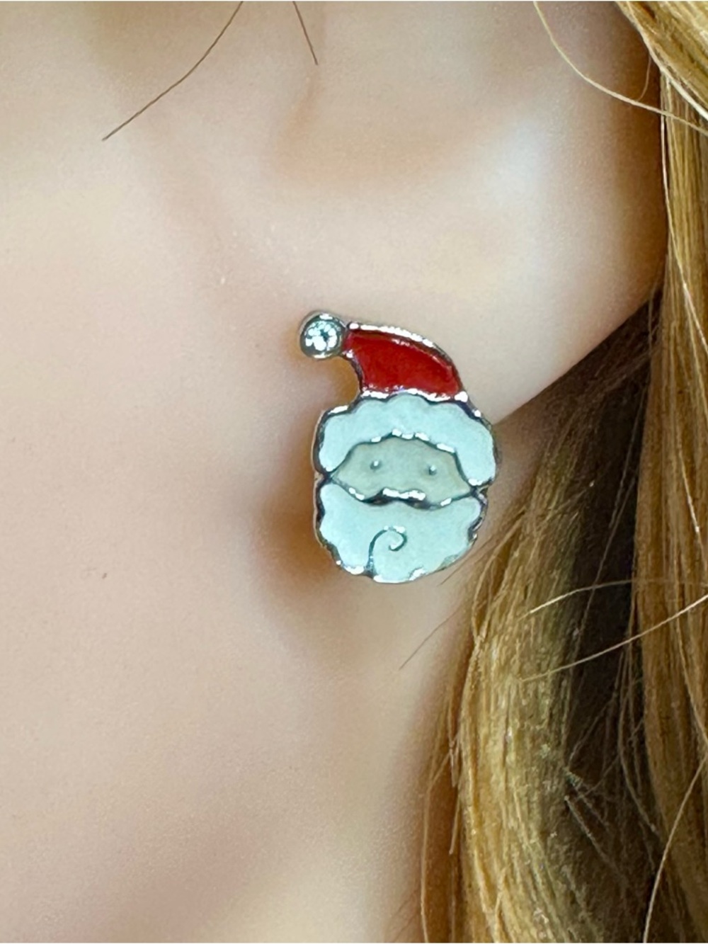 Santa Earrings with Swarovski Crystal | Handmade Holiday Jewelry NWT